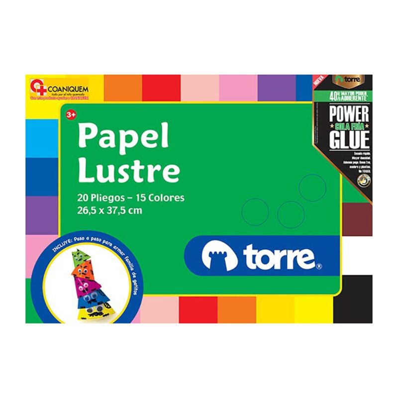 Bolsón papel lustre Torre 24 pliegos colores surtidos x1ud – ESPOL